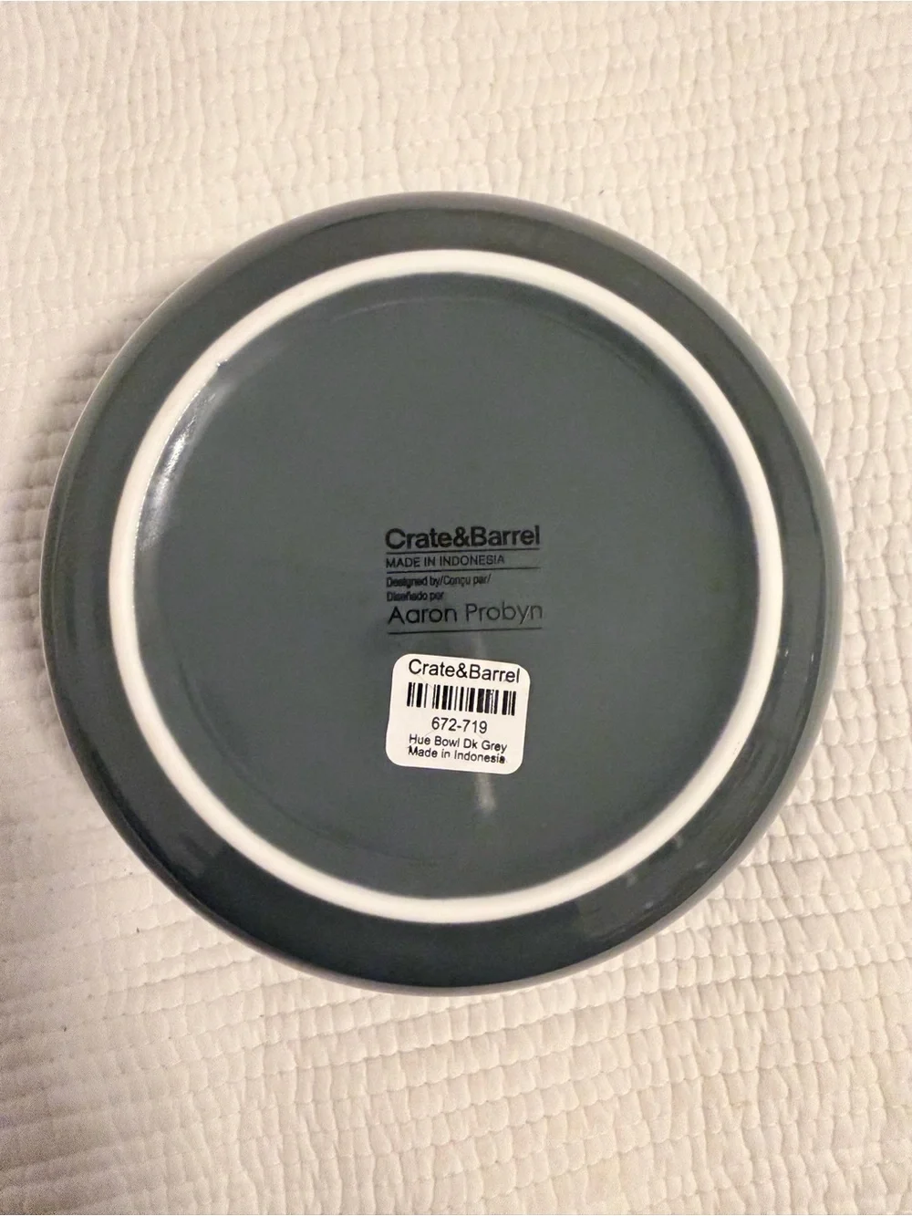 Crate&Barrel Grey Ceramic Bowl, Set of 4